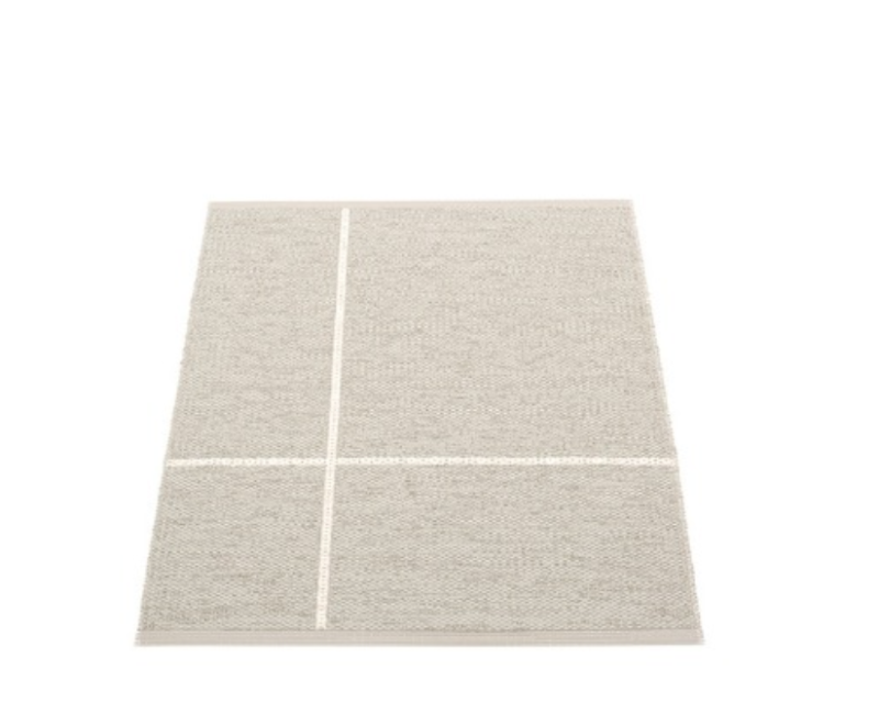 Tapis pvc tissé réversible avec 2 traits croisés blanc et gris