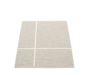 Tapis pvc tissé réversible avec 2 traits croisés blanc et gris
