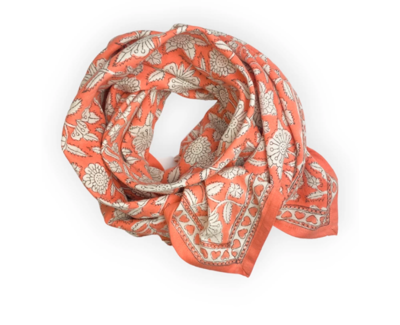 Petit foulard Apaches Manika Coeur - Papaye