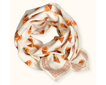 Grand foulard en coton motif Sorbet abricot – Apaches Collections chez Boêtique