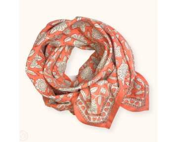 Grand foulard Latika Coeur - Papaye