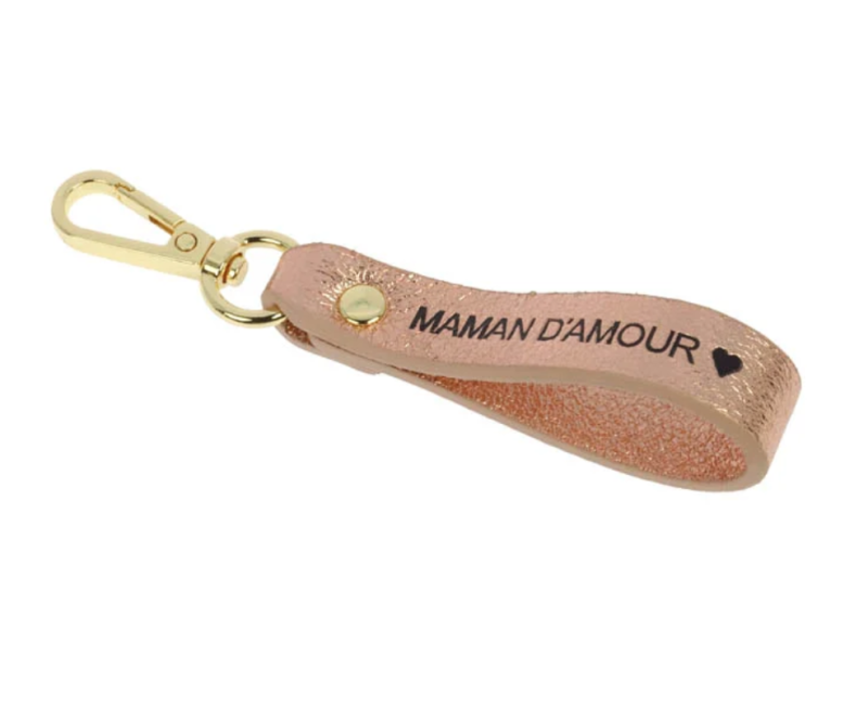 Porte clés long Maman d'amour - Rose Gold