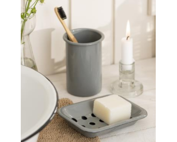 Porte savon email gris