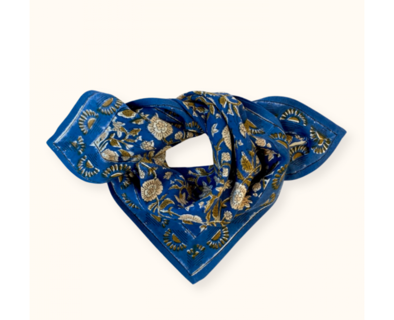 Petit foulard Apaches Manika Soleil -  Bleu Klein