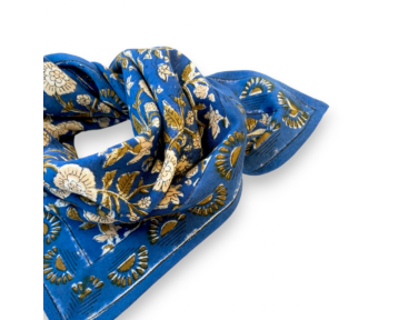 Petit foulard Apaches Manika Soleil -  Bleu Klein