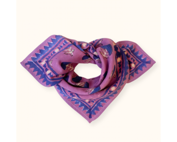 Petit foulard en coton motif floral Florets fuchsia – Apaches Collections chez Boêtique