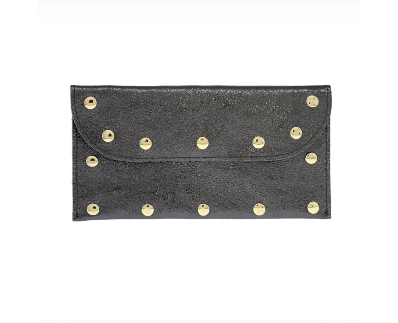 Grande pochette cuir Texas - Argent foncé