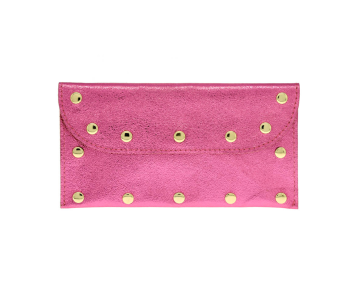 Grande pochette cuir Texas - Rose