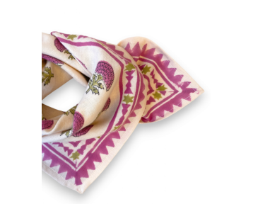Petit foulard en coton motif floral Florets macadamia – Apaches Collections chez Boêtique