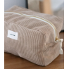 Trousse de toilette en velours côtelé beige Matéo – Récitem
