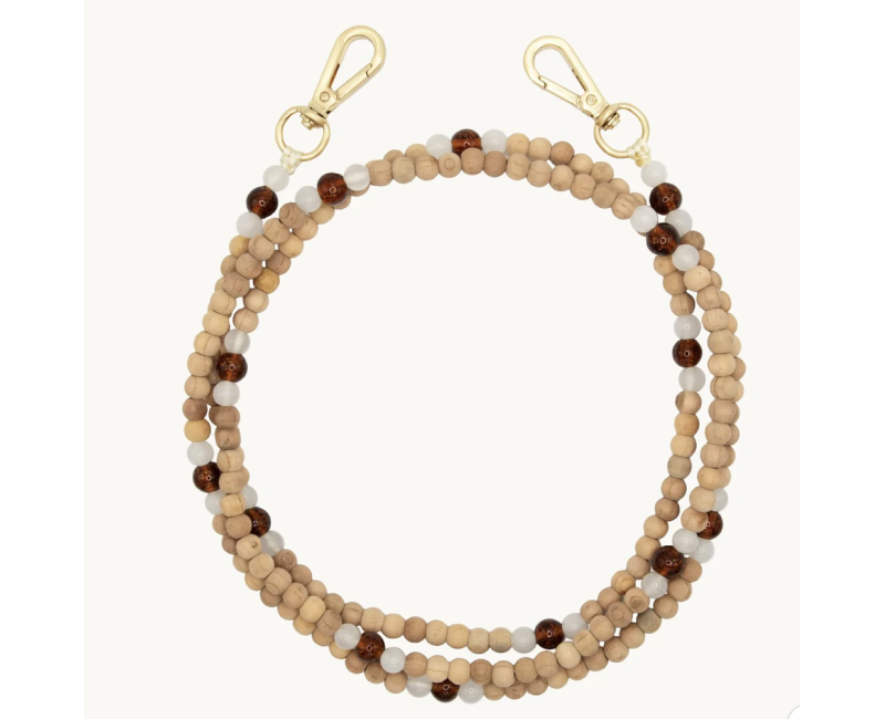 Bandoulière Louvini Arielle blanc marron avec perles Sparkle et mousquetons dorés – 125 cm Bandoulière Louvini Arielle blanc marron avec perles Sparkle et mousquetons dorés – 125 cm