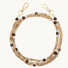 Bandoulière Louvini Arielle blanc marron avec perles Sparkle et mousquetons dorés – 125 cm