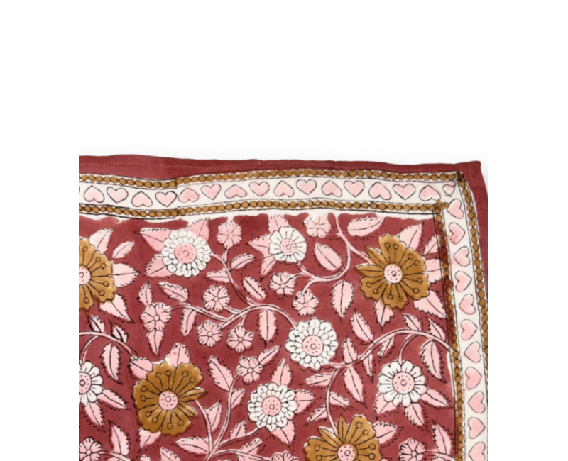 Grand foulard Apaches Latika Coeur - Bois de rose