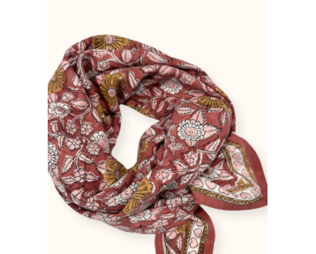 Grand foulard Apaches Latika Coeur - Bois de rose