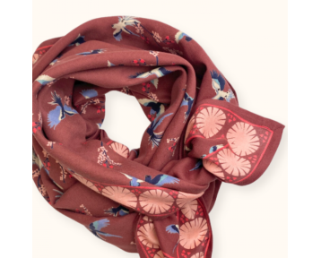 Grand foulard Apaches Latika Cerisier - Rhubarbe