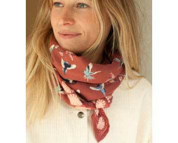 Grand foulard Apaches Latika Cerisier - Rhubarbe