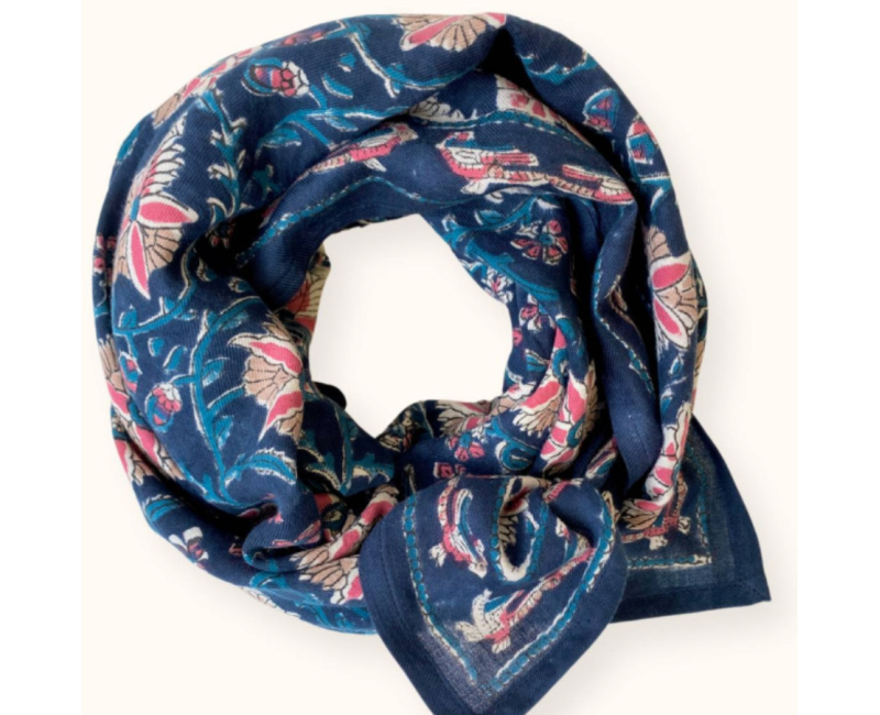 Grand Foulard Apaches Latika Bird - Céleste