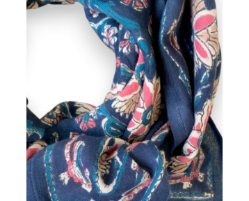 Grand Foulard Apaches Latika Bird - Céleste