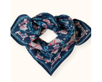 Petit foulard Apaches Manika Bird - Céleste