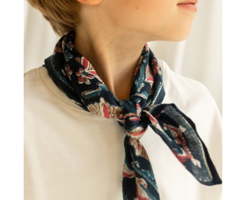 Petit foulard Apaches Manika Bird - Céleste