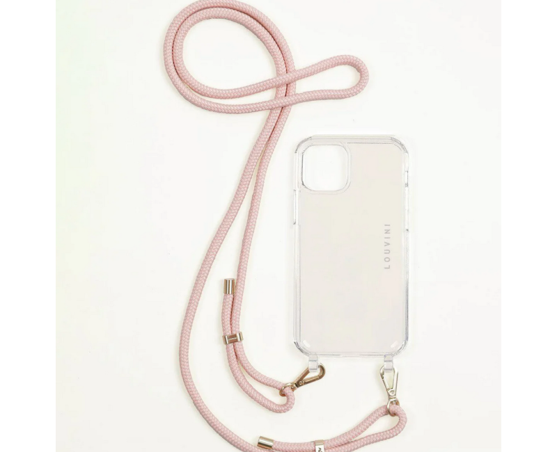 cordon de téléphone rose poudré, mousquetons dorés cordon de téléphone rose poudré, mousquetons dorés