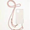 cordon de téléphone rose poudré, mousquetons dorés