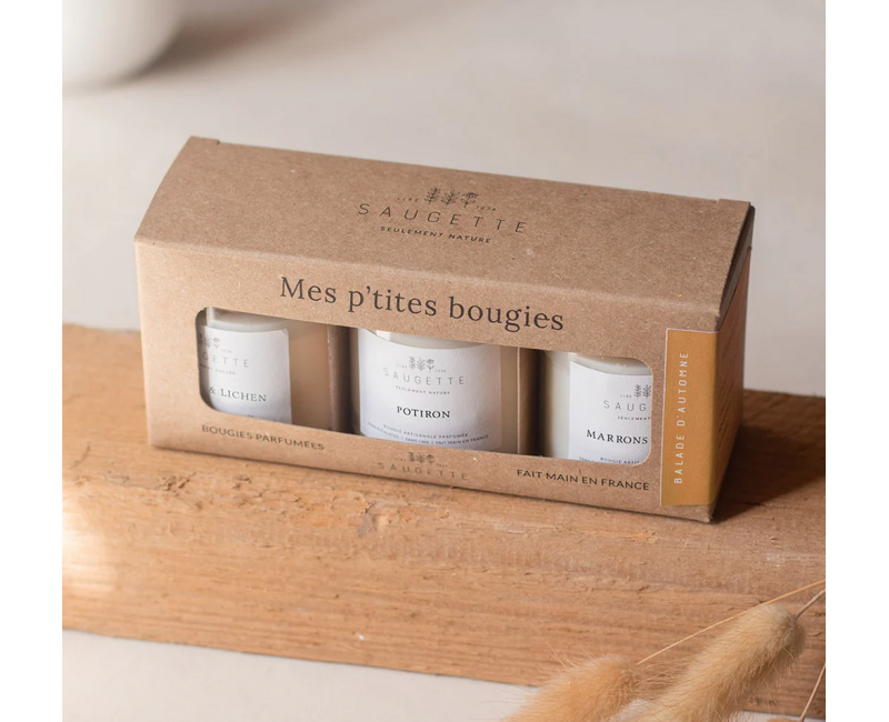 Coffret 3 bougies Saugette - Balade d'automne