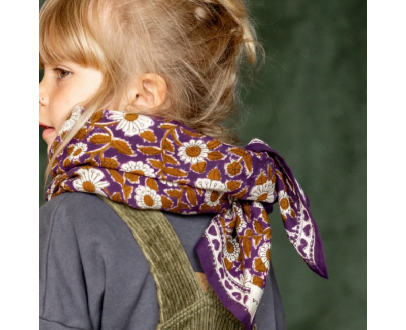 Grand foulard Apaches Latika - Coeur violet