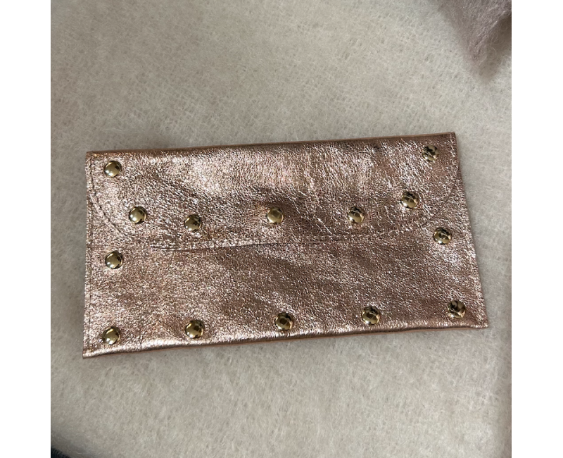 Grande pochette cuir Texas - rose