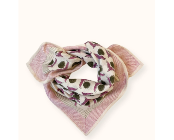 Petit foulard en coton motif Lotus kaki – Apaches Collections