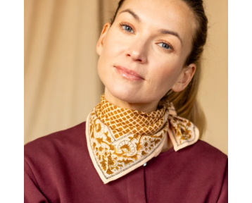Foulard en coton imprimé mosaïque coloris Tobacco Small Manika – Apaches Collections