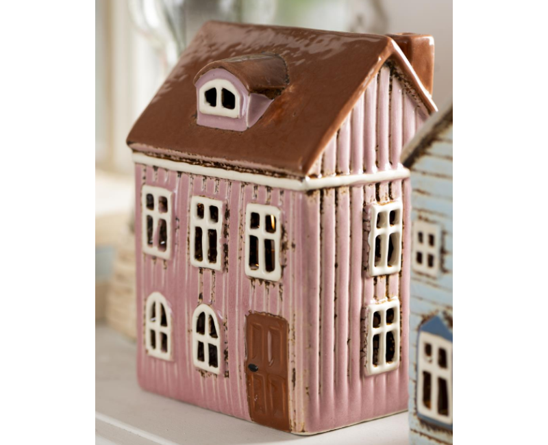 Photophore maison rose