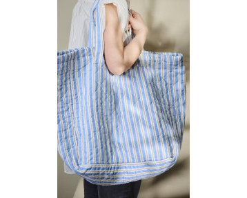 Cabas matelassé rayures bleues et blanches