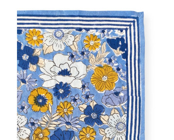 Foulard en coton bleu à motifs floraux Latika Joy Océan – Apaches Collections