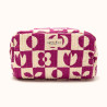 Grande trousse de toilette en coton matelassé motif damier fuchsia – Apaches Collections