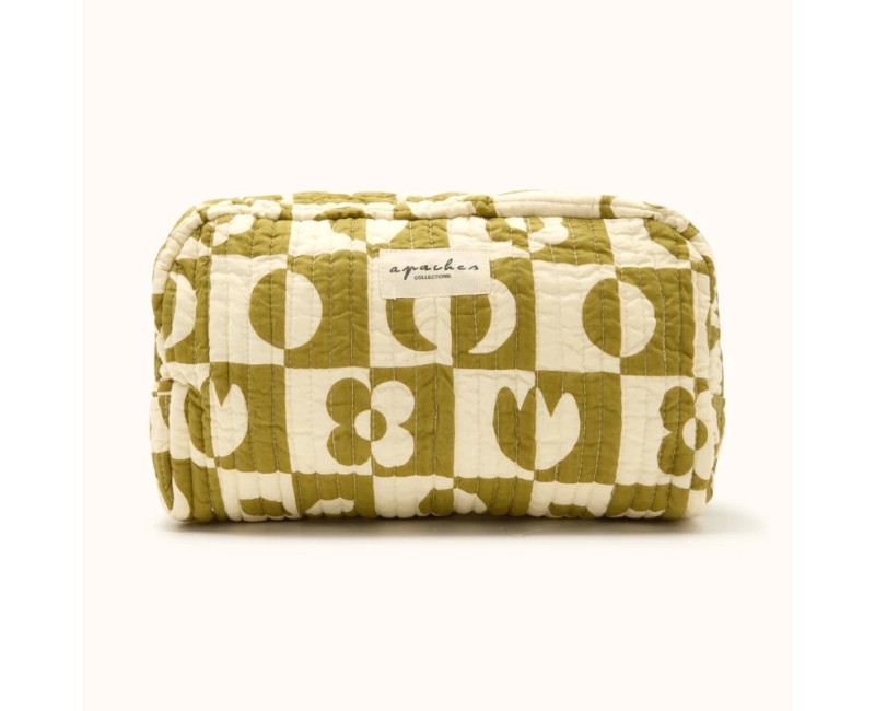 Trousse de toilette en coton brun à motifs damier Gayane Tobacco – Apaches Collections Trousse de toilette en coton brun à motifs damier Gayane Tobacco – Apaches Collections