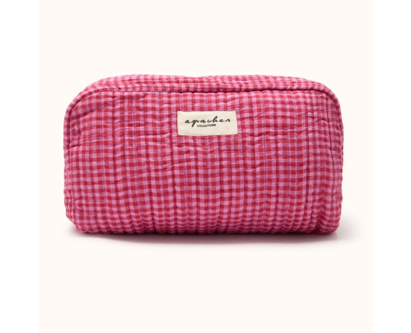 Trousse de toilette en coton fuchsia à motifs floraux Khadi – Apaches Collections Trousse de toilette en coton fuchsia à motifs floraux Khadi – Apaches Collections