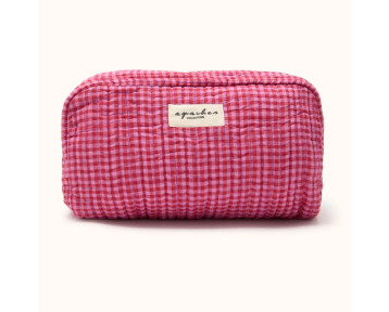 Trousse de toilette en coton fuchsia à motifs floraux Khadi – Apaches Collections