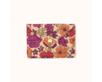 Pochette en coton beige à motifs floraux Ravi Joy Macadamia – Apaches Collections