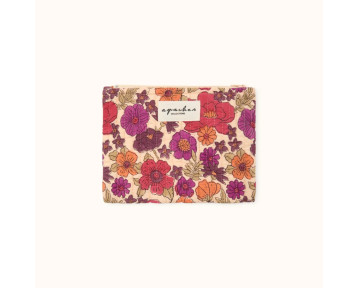 Pochette en coton matelassé beige à motifs floraux Mana Joy Macadamia – Apaches Collections