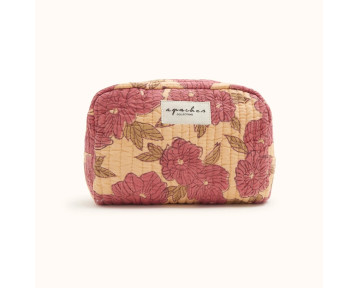 Trousse de toilette en coton matelassé imprimé floral Bloom Macadamia – Apaches Collections