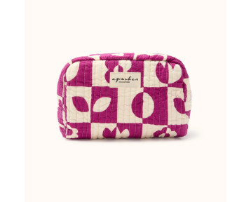 Trousse de toilette en coton matelassé fuchsia à motifs damier Gaya – Apaches Collections