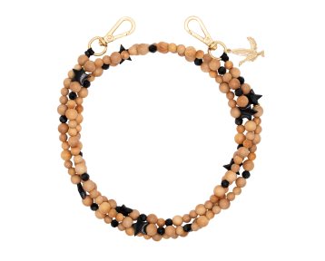 Bandoulière Louvini Étoile noire avec cordon tressé et mousquetons dorés – 125 cm