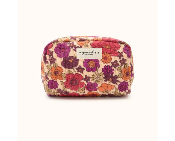 Trousse de toilette à motifs floraux vintage rose violet et orange