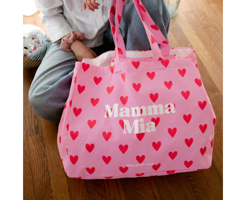Sac cabas cœur rose rouge - Mamma mia