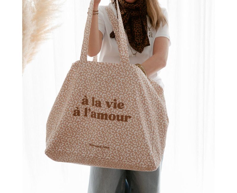 Sac cabas léopard beige nude - A la vie à l'amour