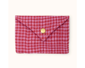 Enveloppe tissu vichy rose