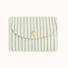 Pochette tissu rayé blanc et vert, intérieur éponge