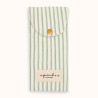 Pochette coton blanc rayures vertes intérieur éponge