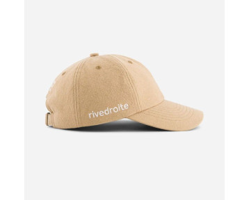 casquette beige avec inscription rive droite brodé blanc côté